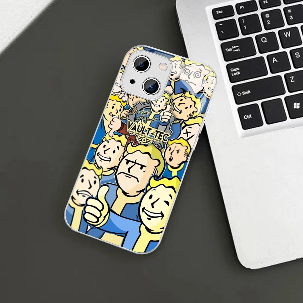 V-Vault-Boy  Phone Case For iPhone 14 13 12 Mini 11 Pro XS Max X XR 14 Plus Tempered Glass Cover