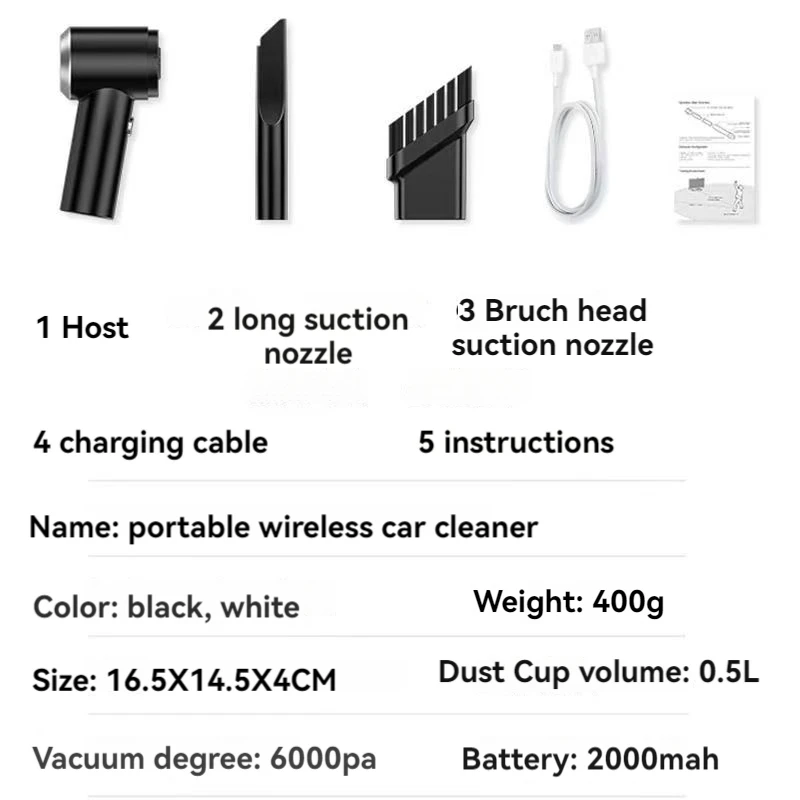 High Power Vacuum Mini Cordless Vacuum Cleaner, Rechargeable Car Family Dual-Use Powerful Vacuum Cleaner Handheld Portable Vacuu