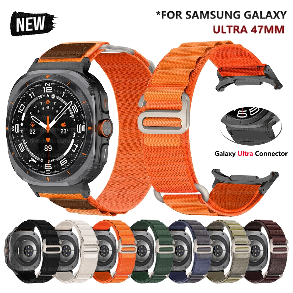 Alpine Loop Strap for Samsung Galaxy Watch Ultra 47mm Nylon Sport Band for Galaxy Watch 47mm Ultra No Gaps Curved End Bracelet