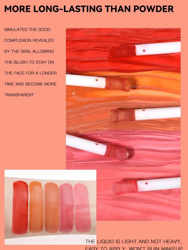 MAXFINE Liquid Blush Highlighter, Natural Glow Cheek Tint, Mother's Day Gift Makeup, Dewy Finish Long Lasting Face Rouge