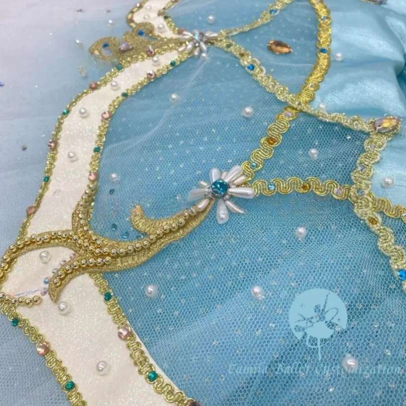 Nueva falda de actuación de competición TUTU dividida de ballet de variación Midora pirata verde lago personalizada de alta gama para adultos y niños