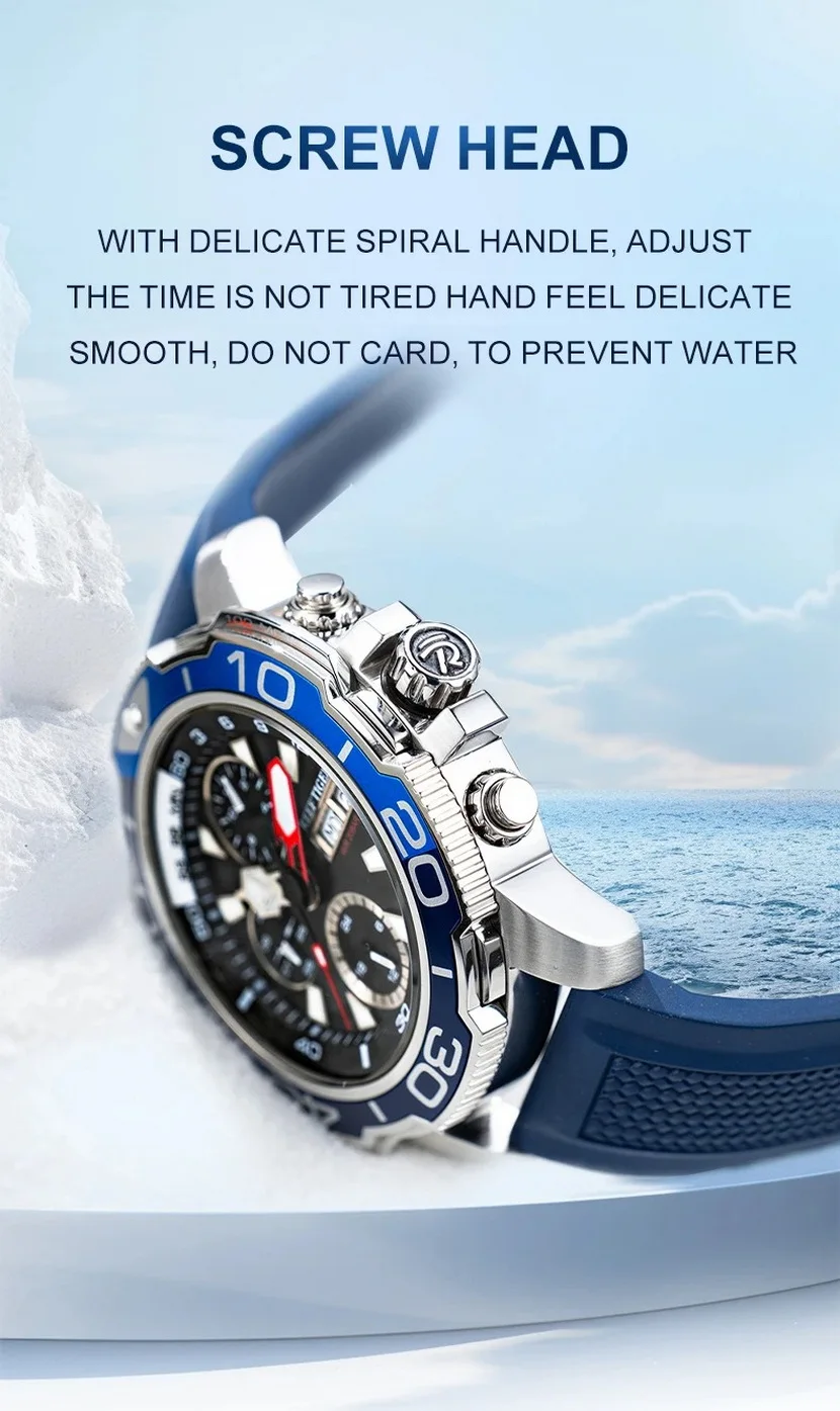 ريف النمر الرجال ساعة أوتوماتيكية 45 مللي متر الرياضة الميكانيكية ساعة اليد 50 متر مقاوم للماء مضيئة الياقوت متعدد الطلب شهر تاريخ الأسبوع