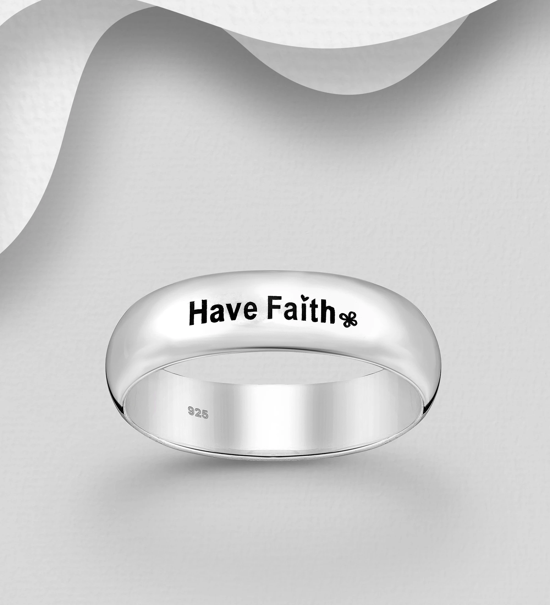 

925 Sterling Silver Oxidized "Have Faith" Ring