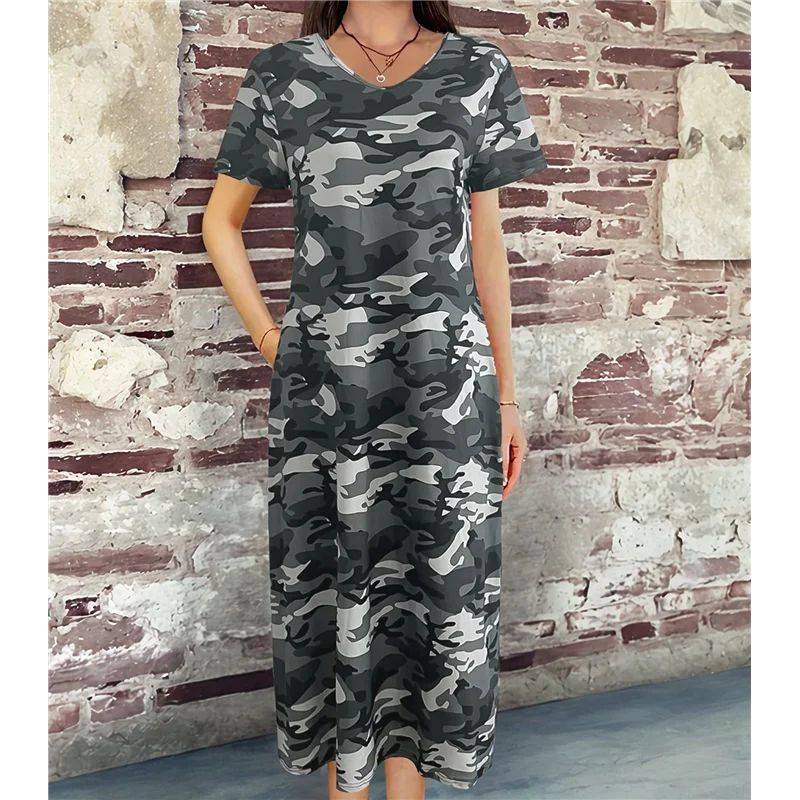 【ديكور الحفلات】فستان نسائي صيفي كاجوال فضفاض بأكمام قصيرة مع جيب للنساء