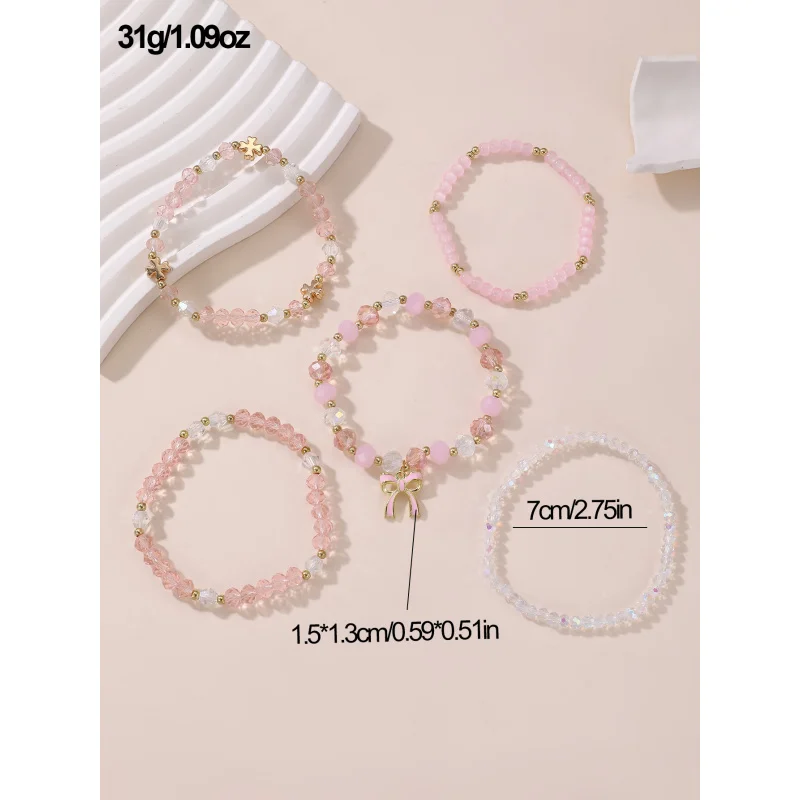 5pcs Cute Butterfly Bead Bracelet Set for Women, Sweet Charm Stacking Bracelets for an Adorable Look