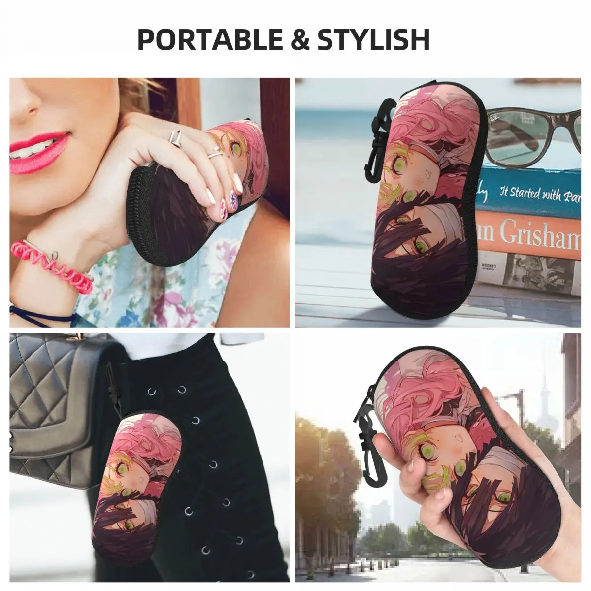 Mitsuri Kanroji y Iguro Obanai Shell estuche protector para gafas de sol caja mujeres hombres bolsa suave para gafas