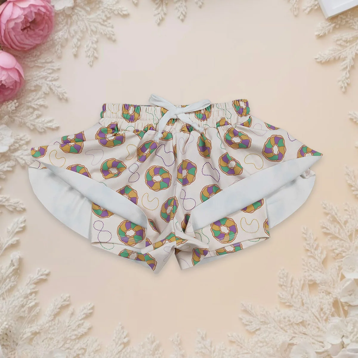 

Baby Girl Kids Mardi Gras Donuts Yoga Active Wear Clothes Toddler Summer Skorts Shorts Bottoms Breathable Children Clothing