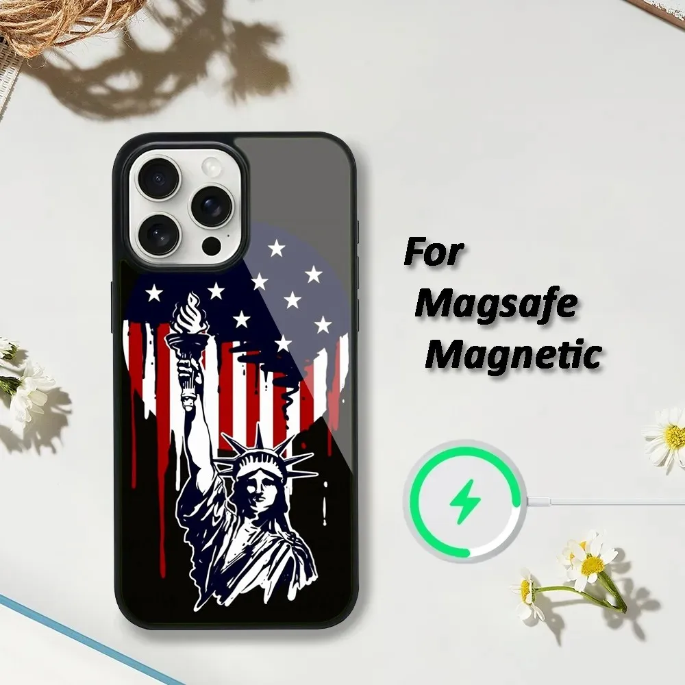 S-Statue of L-Liberty Phone Case For iPhone 15,14,13,12,11 Pro Max Plus Cases Wireless Charging