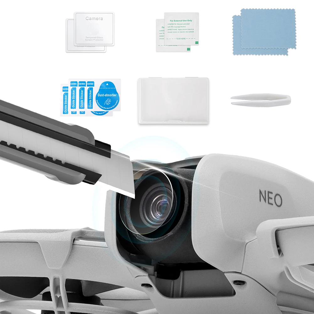 2Pcs 9H Lens Tempered Protective Film Explosion-Proof Lens Tempered Film Dustproof for DJI NEO Drone Gimbal Camera