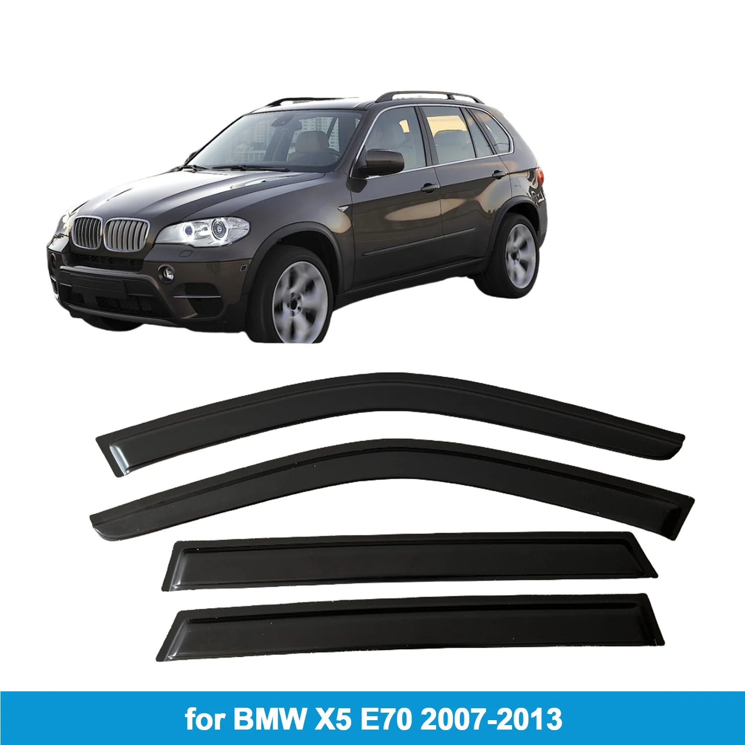 

for BMW X5 E70 2007-2013 Car Side Window Visor Weathershield Door Visor Wind Rain Guard Accessories Outside-Mount Tape On