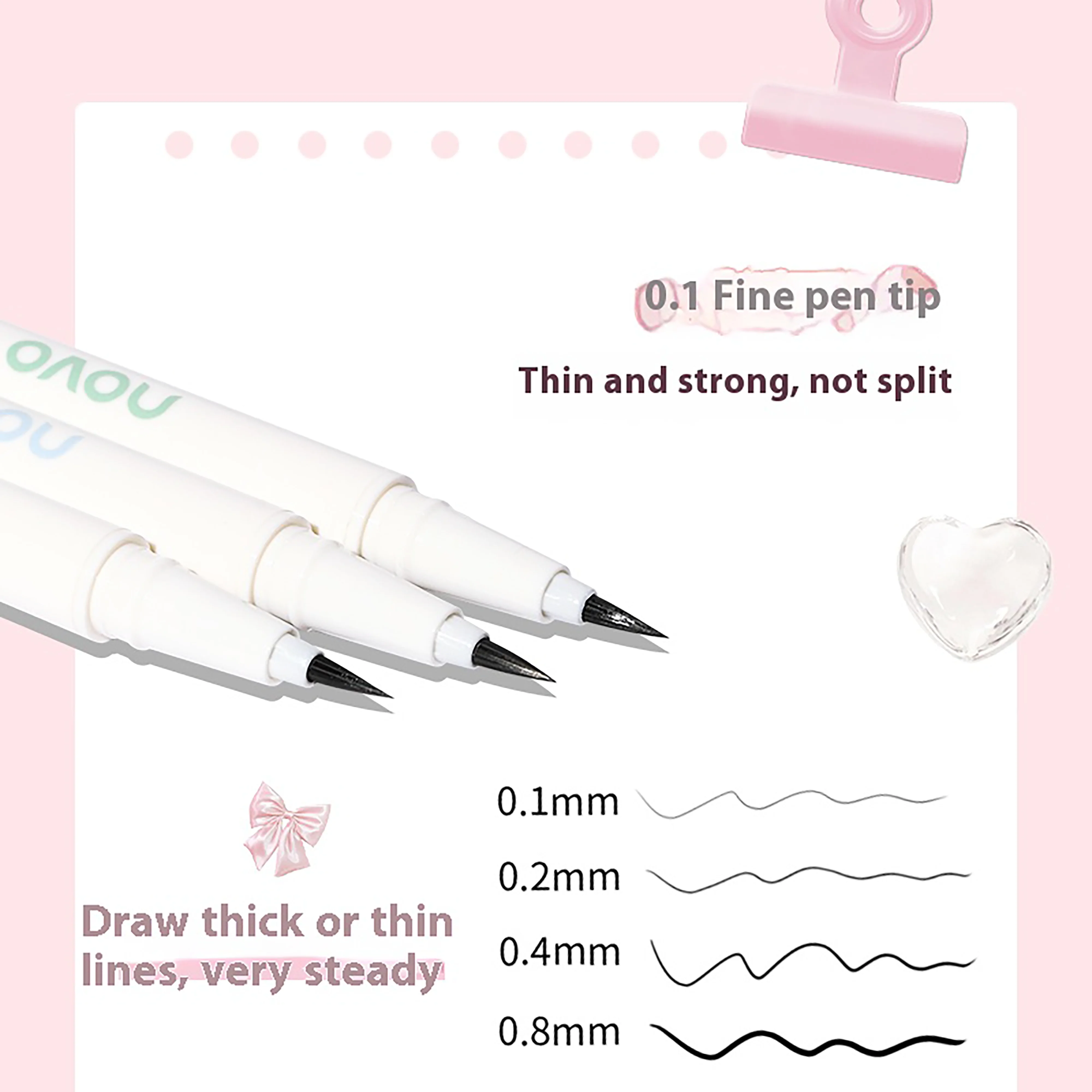 NOVO Wasserfester, schweißbeständiger und wischfester flüssiger Eyeliner-Stift mit langlebiger, schnell trocknender Formel