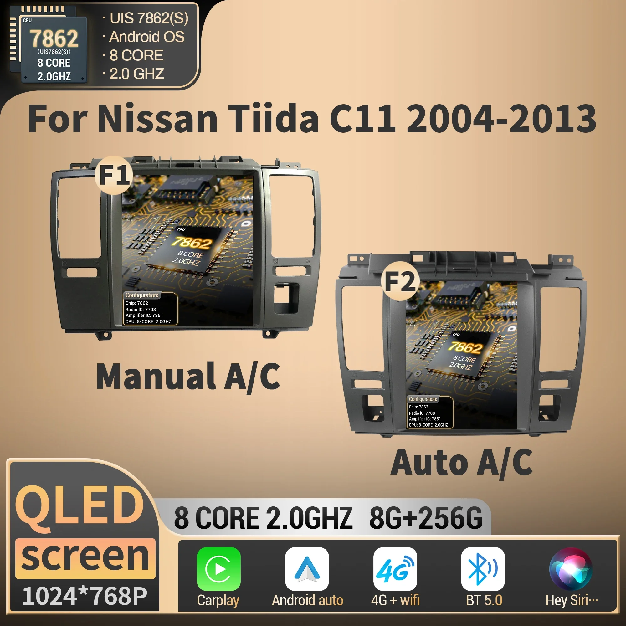 

9.7 Inch Car Radio Multimedia Navigation for Nissan Tiida C11 2004-2013 with 4G GPS BT CarPlay Android QLED Screen