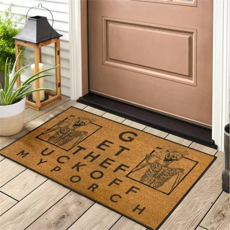 Indoor Kitchen Mat Water Proof Festive Floor Carpet Energetic High-quality Entrance Rugs Halloween Leather Floor Mat Can Be Cut