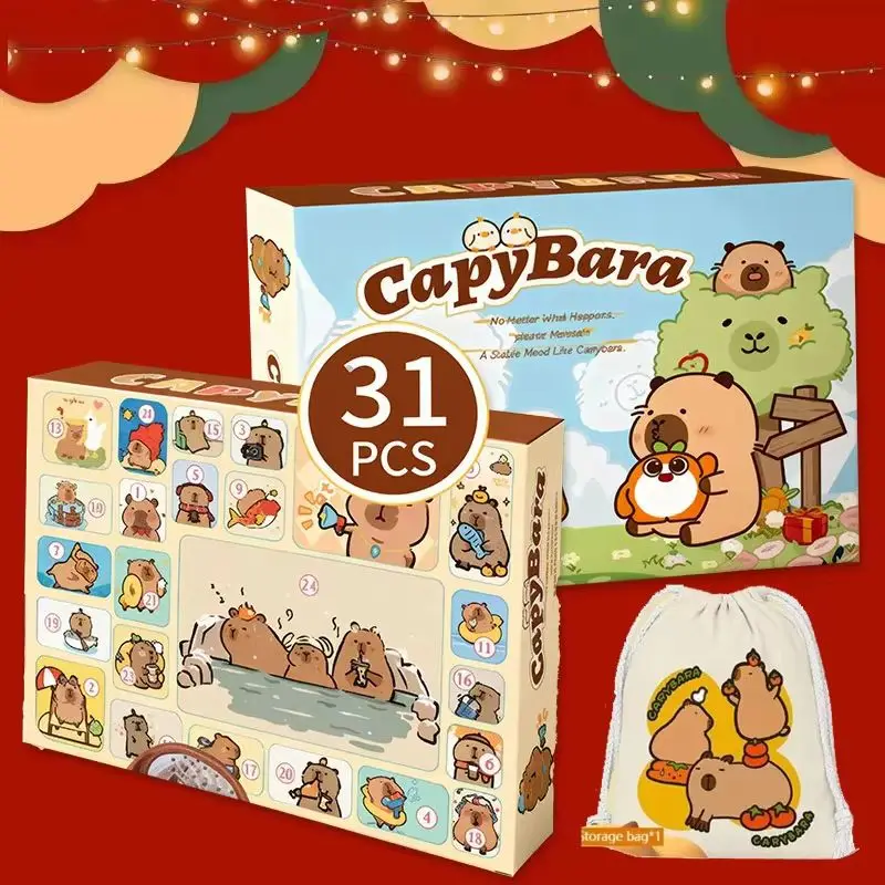 17 pcs/31 pcs Capybara Figuren Thema Blind Box Kids Diy Sieraden Haarspeld Fun Model Speelgoed Kerst Advent Countdown kalender Geschenken