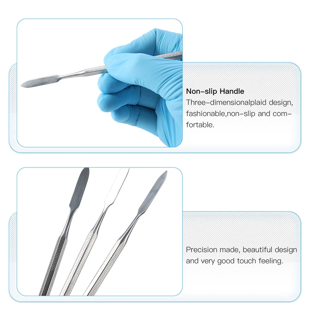 Baisra-espátula de aço inoxidável para misturar, ferramenta dental, cor misturando vara, conjunto de 3 peças