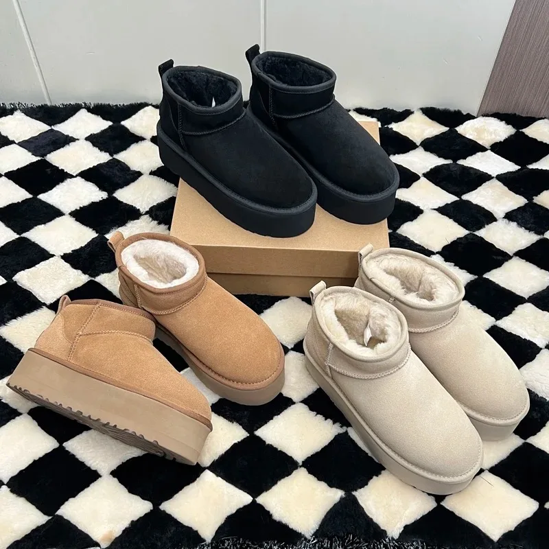 

2026 New Women Winter Snow Boots Thick Bottom Fur Upper Fashion Warm Comfortable Casual Shoes Sizes 35-43