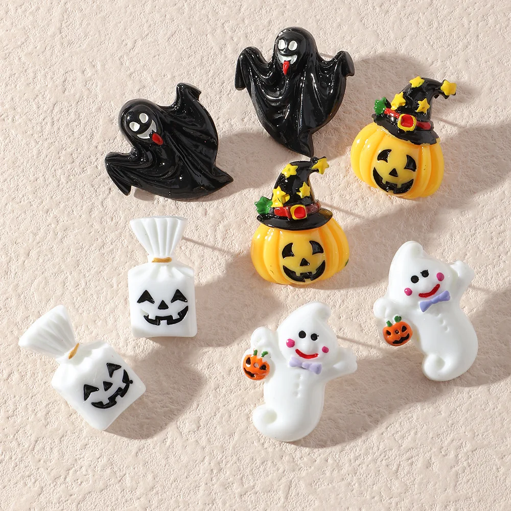

European and American Multi-color Resin Ghost, Star Witch Hat Pumpkin Earrings UNISEX Halloween Hip Hop Party Jewelry Earrings