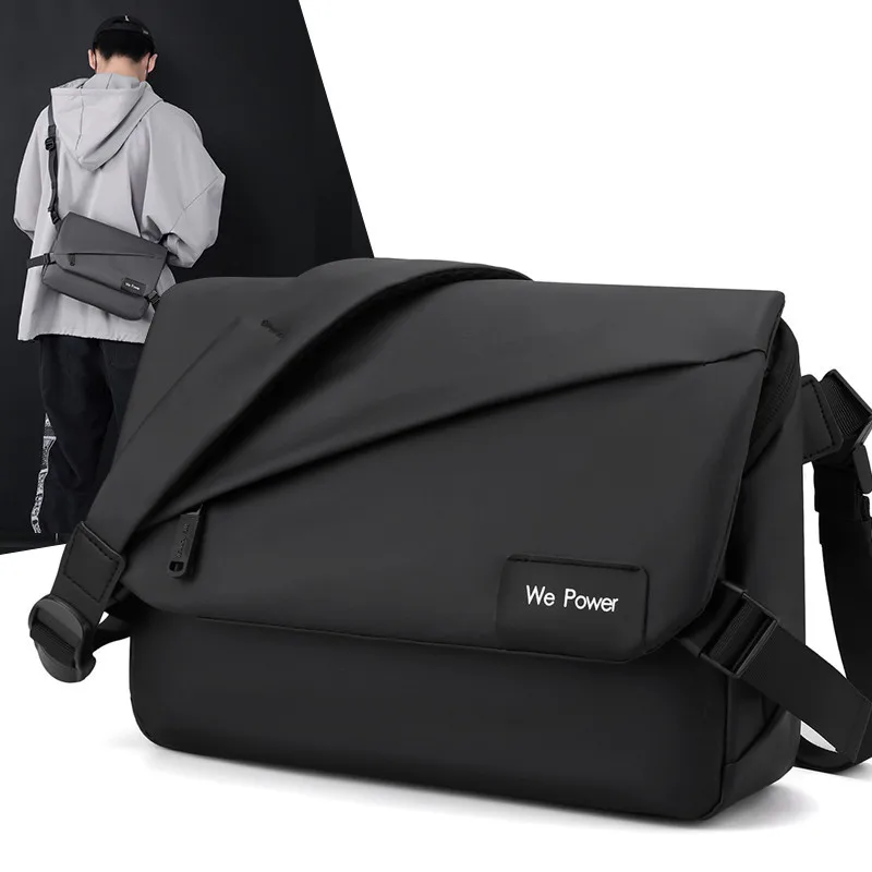 Trendy Commuter Male Briefcase Men's Large Capacity Nylon Shoulder Bag Simple Design Business Travel Crossbody Bag for Daily Use