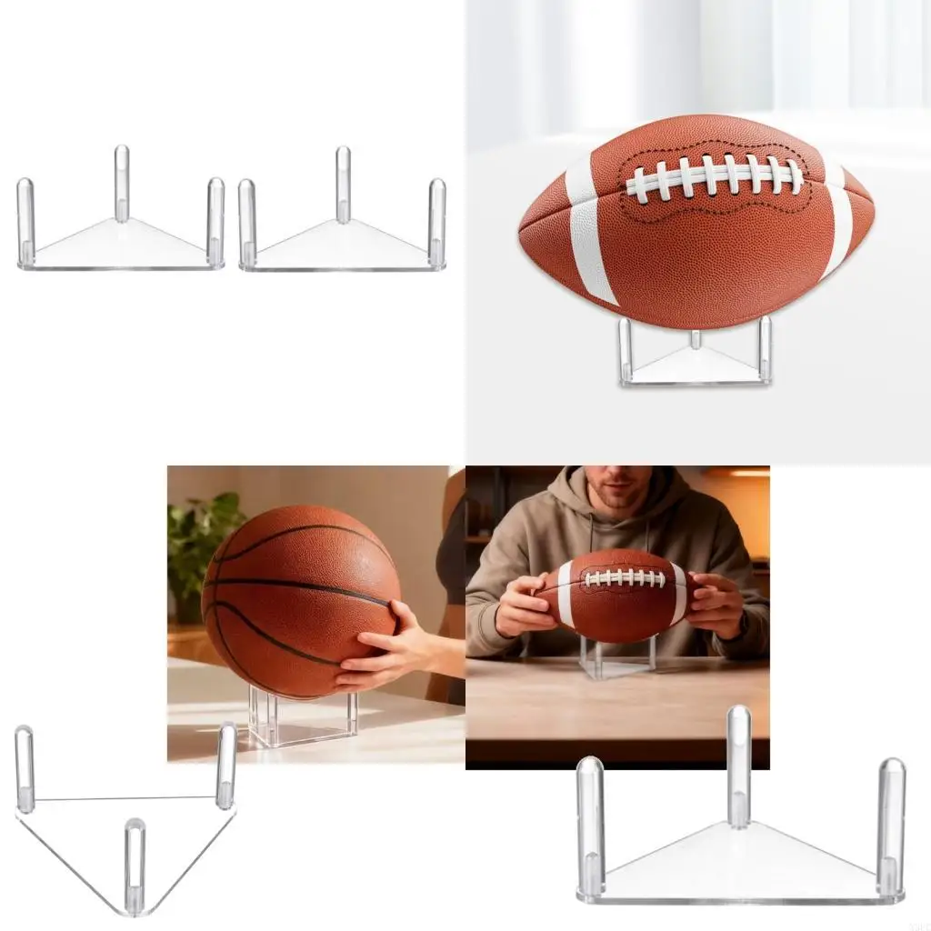 

2 Clear Football Holder Stands Easy Assembly Sports Display Stand Multifunctional Use in Living Room Bedroom or Store X3UC