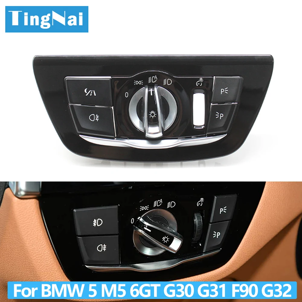

6PCS Set Car HeadLamp Rotary Foglight Button Headlight Switch Cover Panel For BMW 5 6GT Series G30 G31 M5 F90 G32 2017-2022