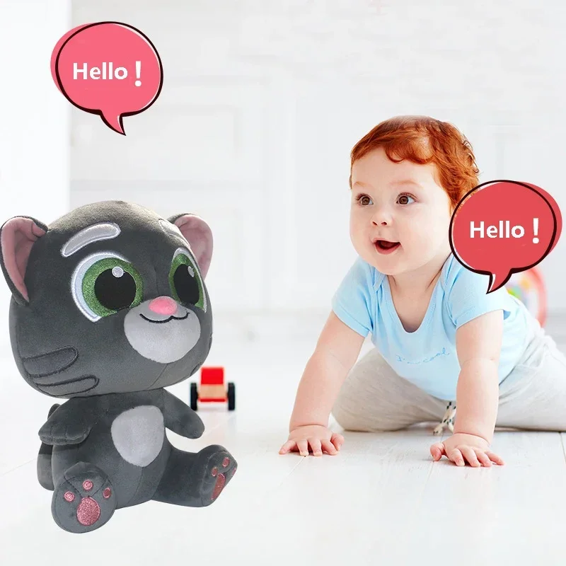 Juguetes de peluche Tom parlantes eléctricos de 25cm, repetición de lo que dice buscando, estilo sentado, almohadas suaves de dibujos animados de Parlante de peluche de Tom, regalos