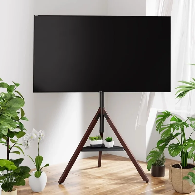 Heavy Duty 32-70 Inch Wooden Tripod TV Stand Swivel Feature Steel Floor TV Stand Bracket for Living Room Office Decoration view 3