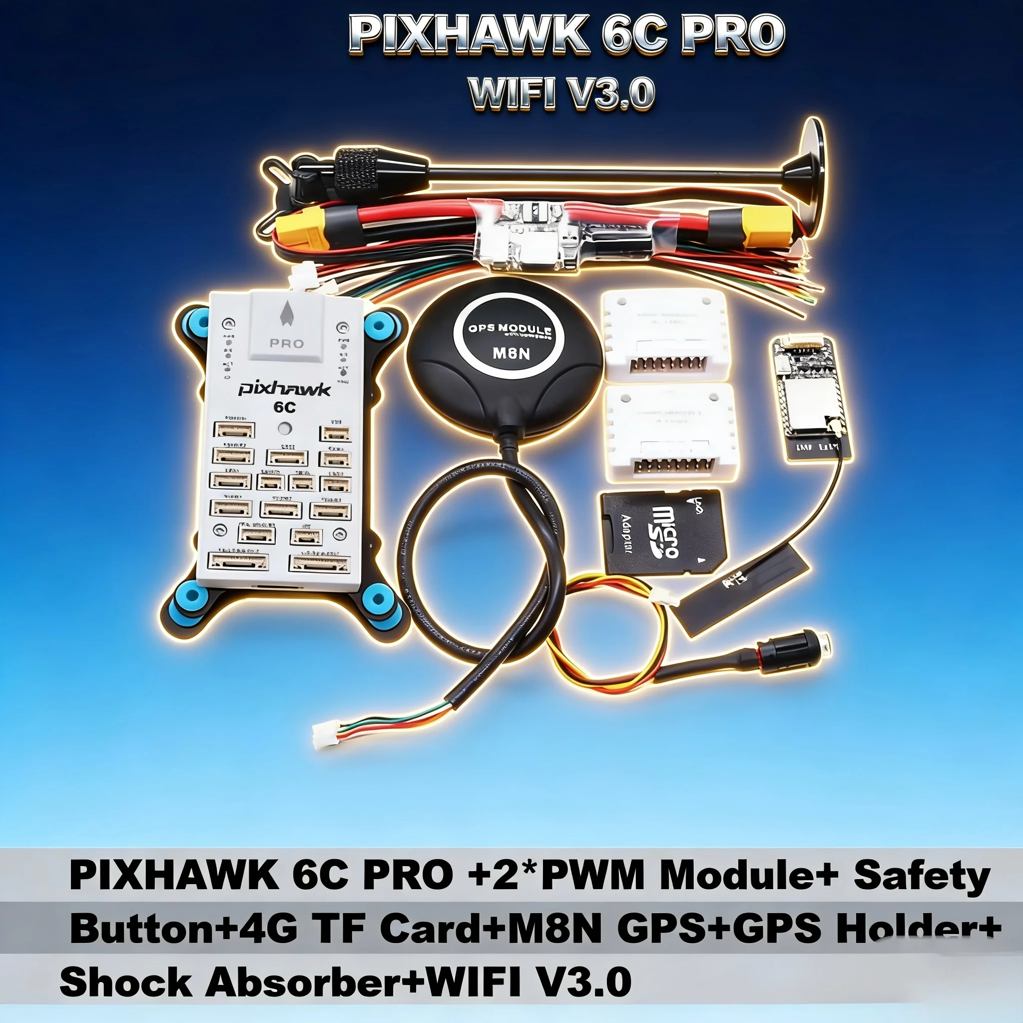 

Полетный контроллер PIXHAWK 6C PRO с белым корпусом, 32-битный автопилот PX4 с поддержкой 4G SD, встроенным зуммером и радиотелеметрией V6