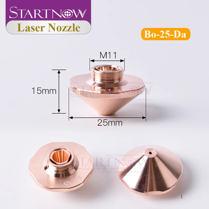 Startnow Bo Laser Cutting Nozzle O.D.25 Dia.32mm H15 Single Double Layers Caliber 1.0 3.0mm Laser Hexagonal Copper Nozzles M11