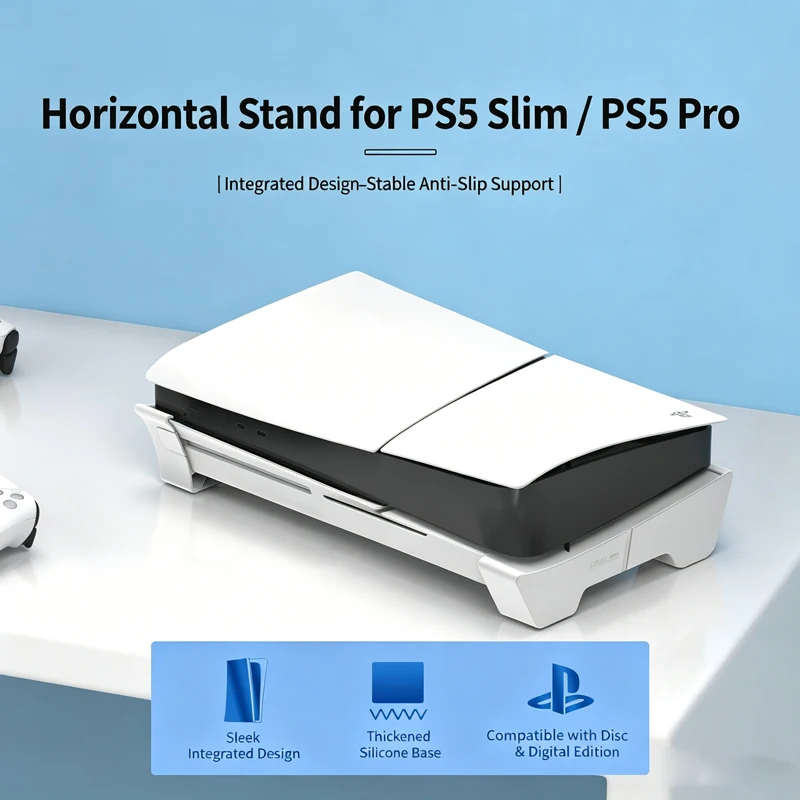 Horizontal Support Stand for PS5 Slim / PS5 Pro,Horizontal Support Stand for PS5 Slim PS5 Pro Console,Anti‑Slip ABS Base Holder
