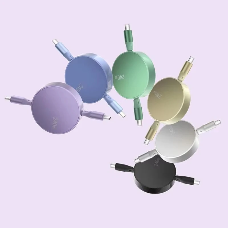 Tragbares, einziehbares PD 240 W Typ USB-C-Kabel, schnelles Laden und Daten, USB Typ C für iPhone, Android-Telefon, Xiaomi, Huawei, OPPO