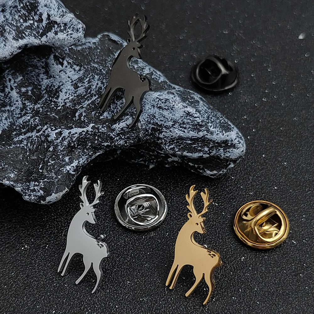 High End Trendy Broche Elk Pins and Brooches Animal Deer Metal Brooch Pin Badge Scraf Buckle Collar Suit Accessories