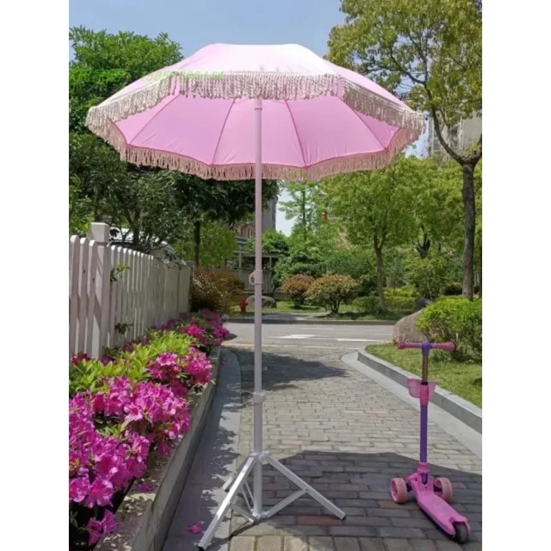 Pink leisure home umbrella coffee shop folding umbrella outdoor advertising courtyard landscape umbrella