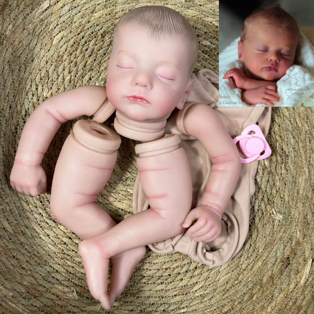 New 20 Inch Unassembled Painted Reborn Doll Kit Alessia 3D Skin Visible Veins Doll Parts With Cloth Body Doll Accessories