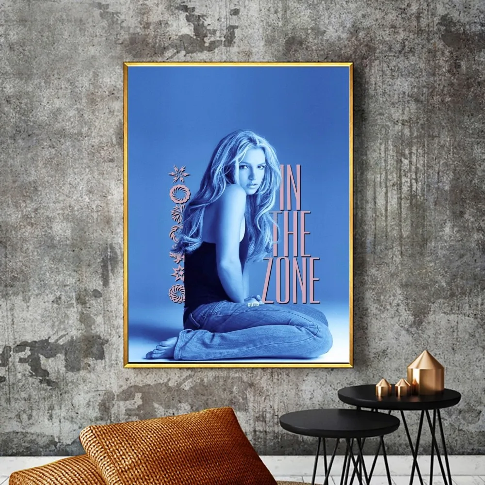 Cartaz retro com a cantora Britney Spears, sem moldura, cartaz de papel kraft, estilo vintage, para o clube, bar, pintura da arte da parede, quarto, estudo