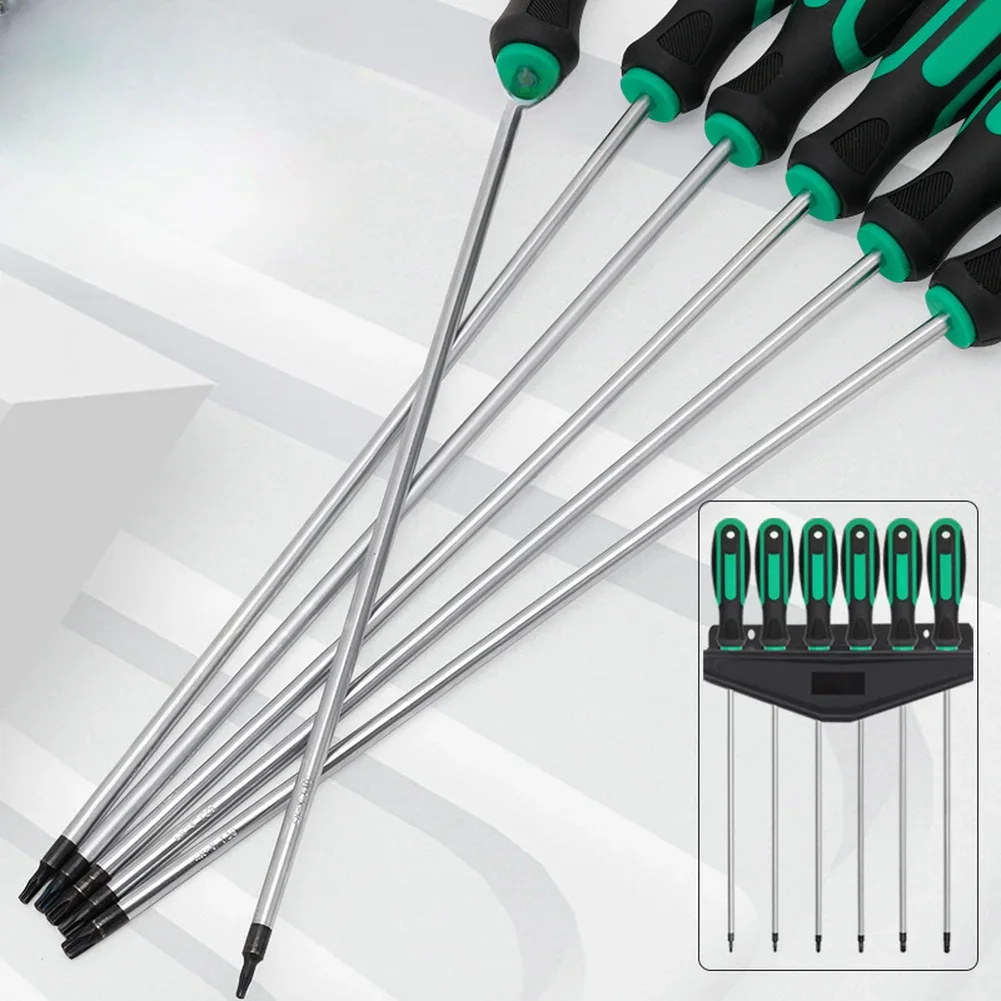

Набор из 6 удлиненных отверток (420 мм) с резиновыми ручками для винтов Torx (T10/T15/T20/T25/T27/T30) – Инструмент для монтажа