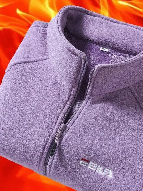 

Women's Fleece Lined Thickened Autumn Winter Hoodie Inner Vest Windproof Warm Stand Collar Outdoor Sportswear Long Sleeve Zipper