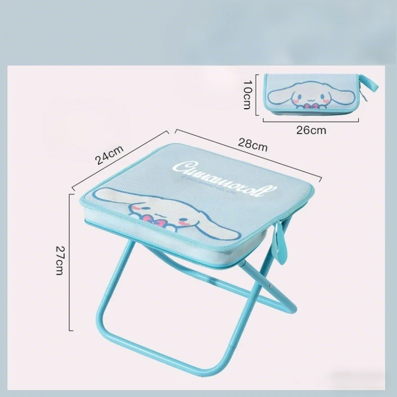 애니메이션 산리오 헬로 키티 마이 멜로디 시나모롤 쿠로미 접이식 스툴 귀여운 휴대용 야외 캠핑 펜 케이스 스툴
