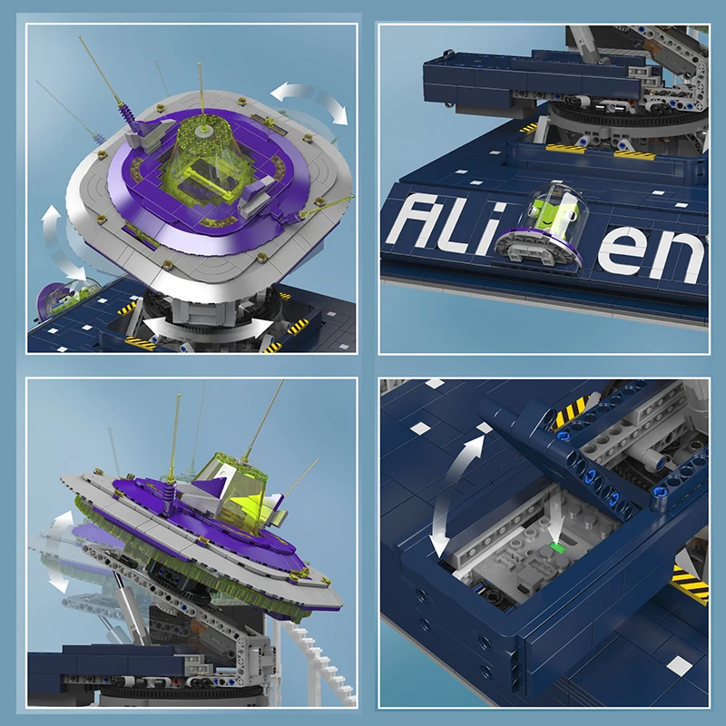 Schimmel Koning 2053 STUKS, 11024 Technische Afstandsbediening Alien UFO Monitoring Station Bouwstenen Set Kinderen Verjaardagscadeau