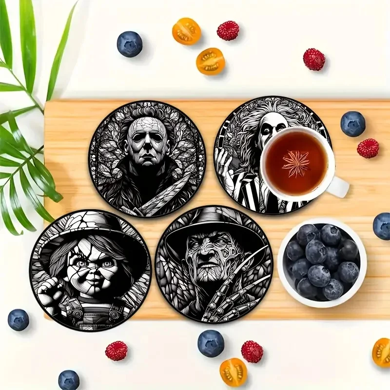 8 مجموعات من الوقايات الخشبية المطلية بنمط شخصية فنية مضادة للانزلاق، مناسبة لتزيين أدوات المطبخ في غرفة المعيشة