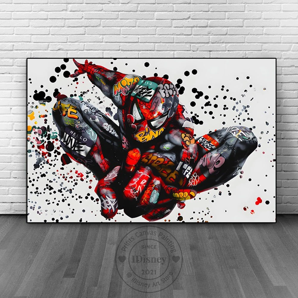 

Graffiti Spiderman Poster Street Pop Art Print Canvas Paintings Abstract Wall Art Picture For Living Kids Room Home Decoration