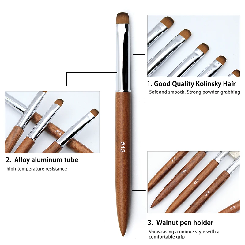 5 個フレンチネイルブラシ白檀ハンドルアクリル描画ラインストーンジェル絵画マニキュアツール 8-16