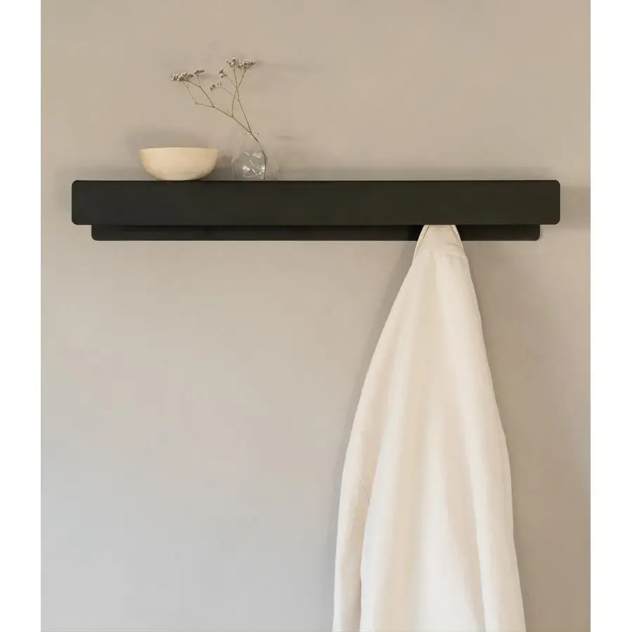 

Coat Rack Wall Mount Kian Modern Coat Rack with Hidden Hooks and Shelf Designer Metal Wall Mounted Clothes Hook Heavy Duty Entry
