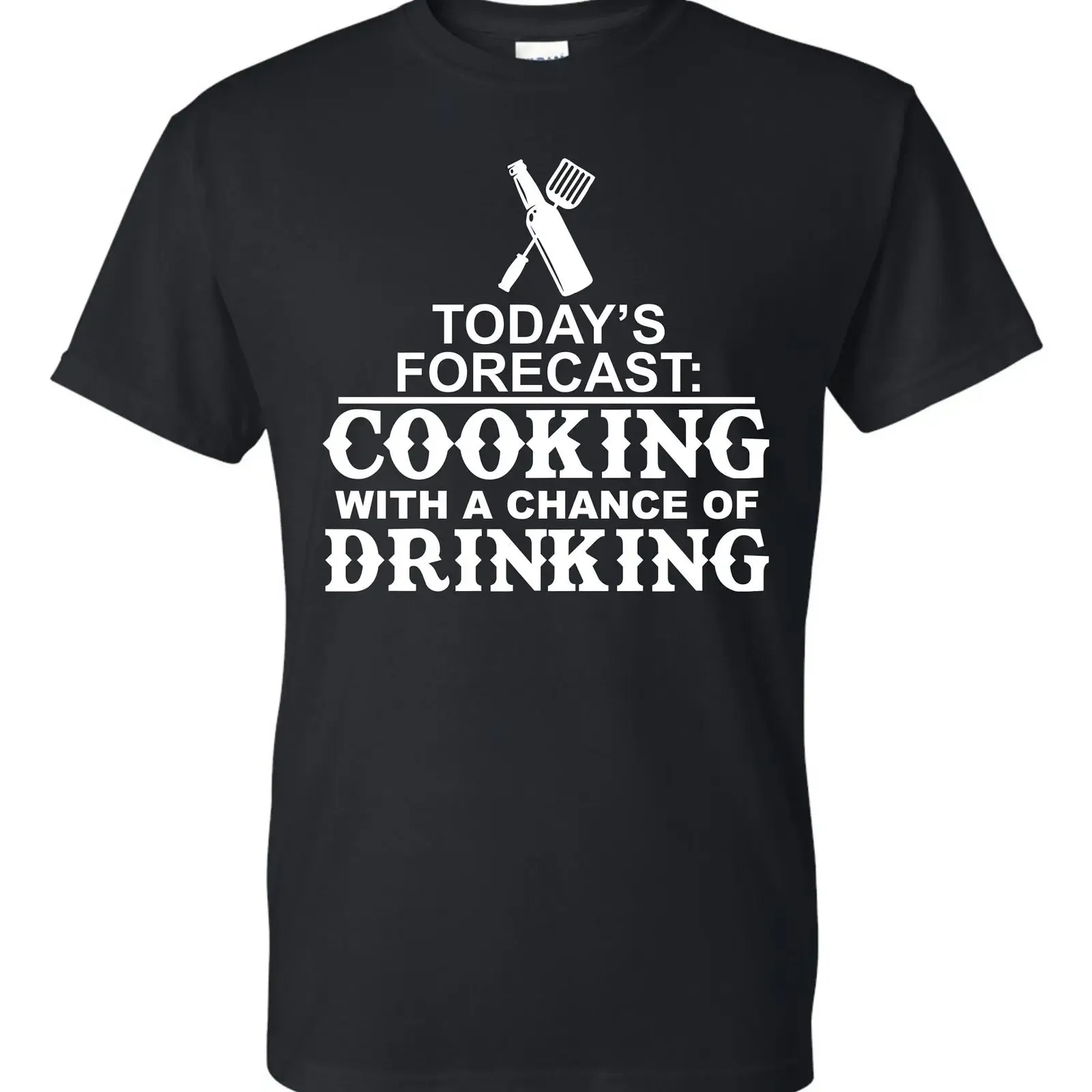 Today's Forecast Cooking With A Chance Of Drinking Funny BBQ Kitchen T Shirt Chef For Father's Day Mother's vintage Washed