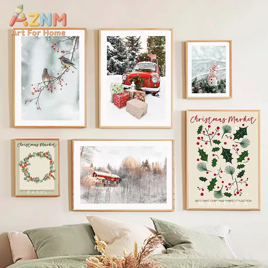 1PC Winter Halloween Christmas Decoration Gift Poster Reindeer Wall Art Print Canvas Painting Modern Bedroom Home Decor