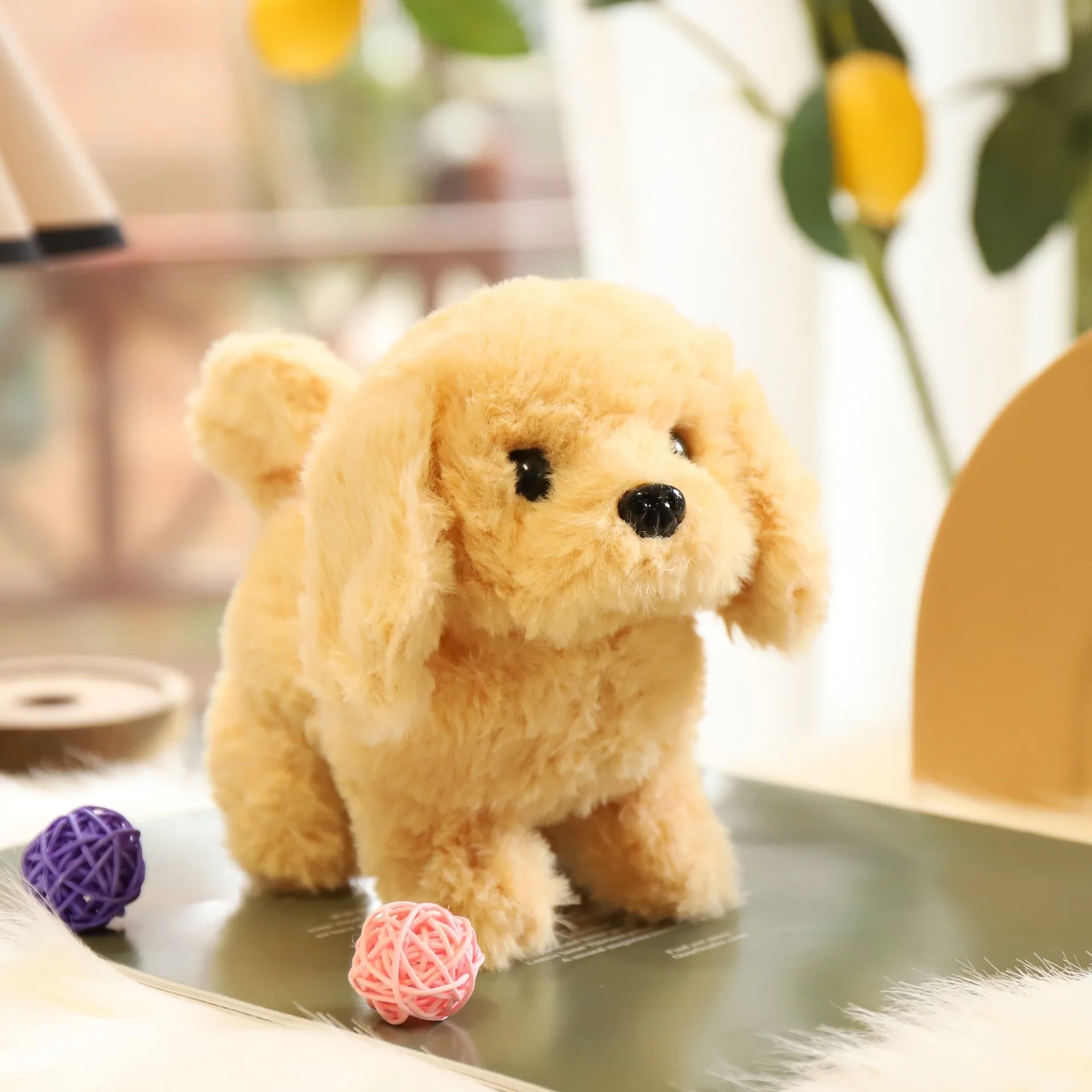 Realistyczna pluszowa symulacja uroczego psa, zabawka dla dzieci, chodzący, wydający dźwięki, elektryczny, interaktywny robot-pies, zwierzak dla malucha, prezent na Boże Narodzenie.