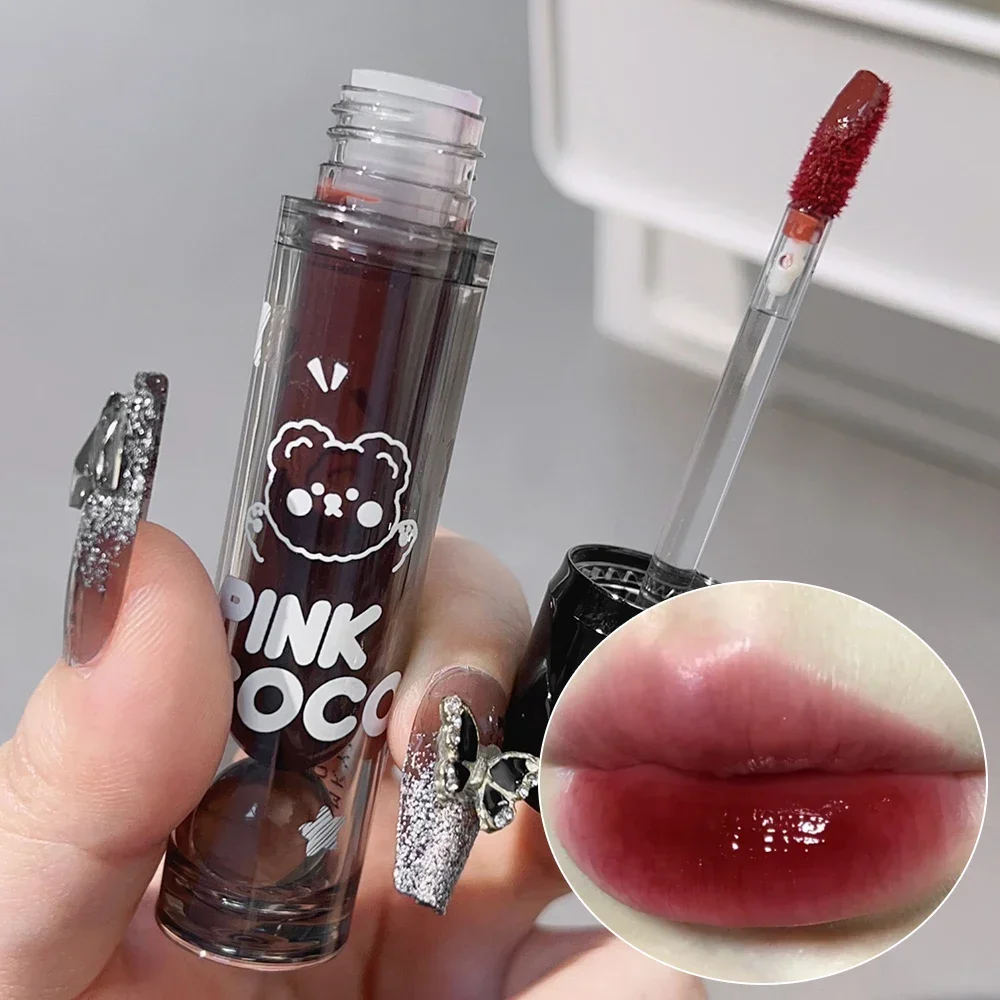 Waterproof Mirror Juice Lip Gloss Black Water-light Glass Red Tea Brown Liquid Lipstick Lasting Nude Lip Tint Makeup Cosmetics