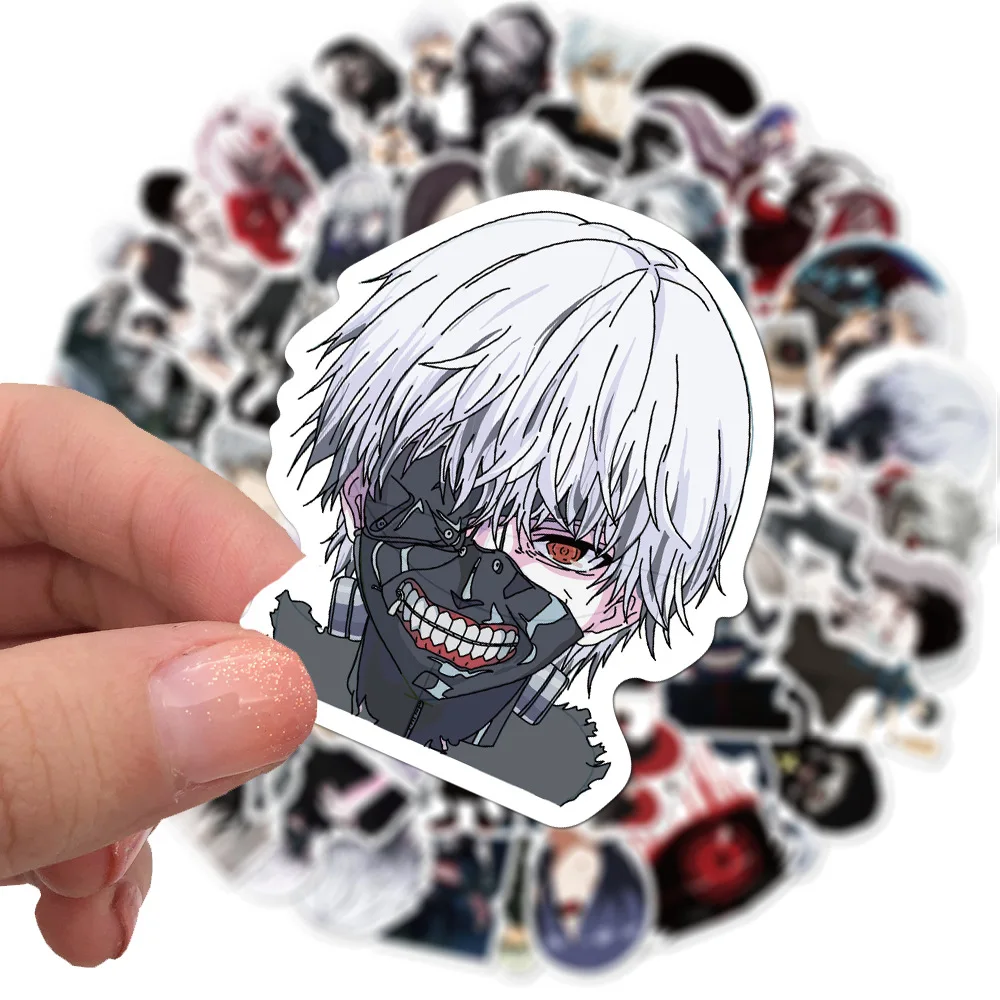 Pegatinas impermeables de grafiti Tokyo Ghoul, 50 piezas, para ordenador portátil, monopatín, equipaje, calcomanías de dibujos animados geniales