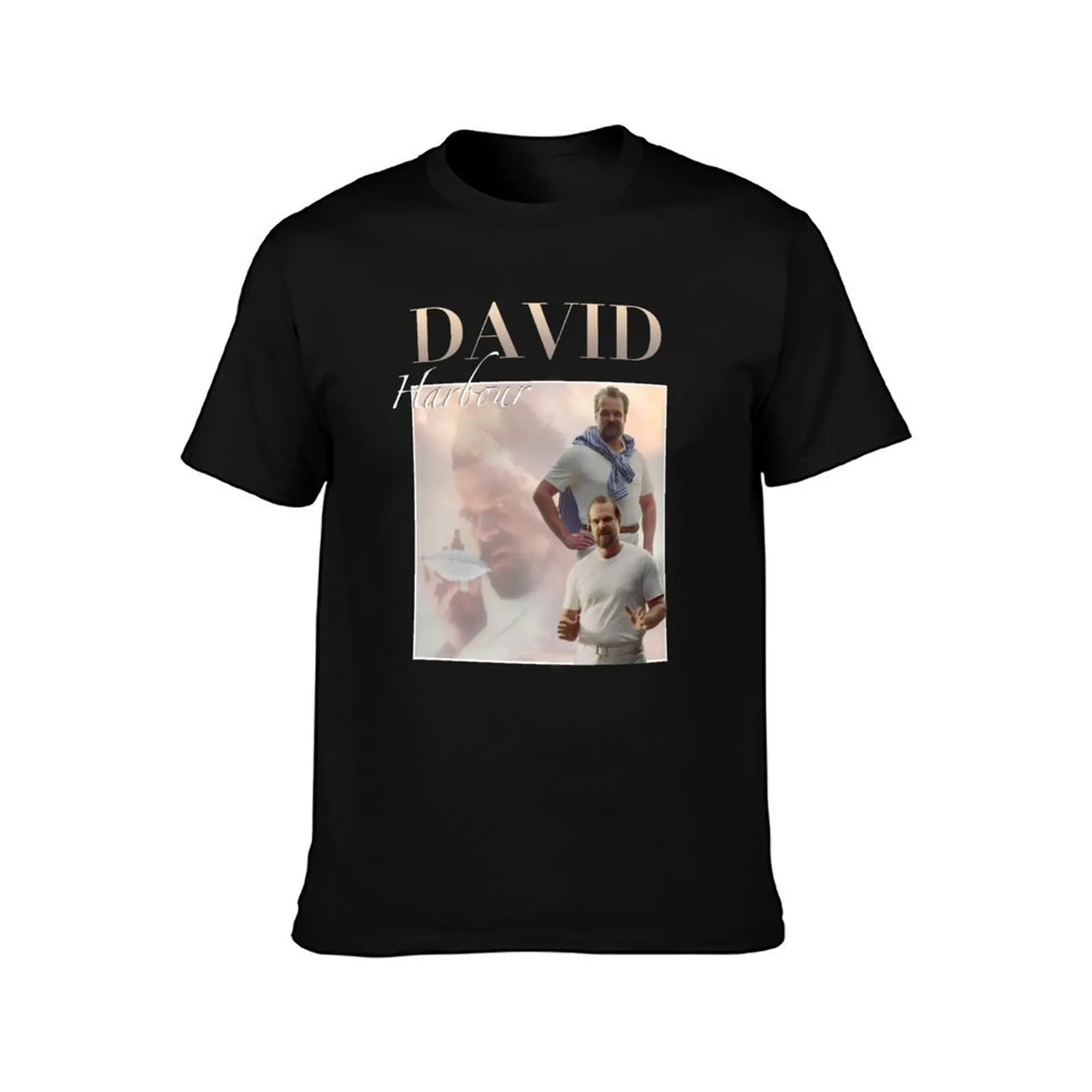 DAVID HARBOUR vintage style T-Shirt Vintage Print Crew Neck Tee T-Shirt