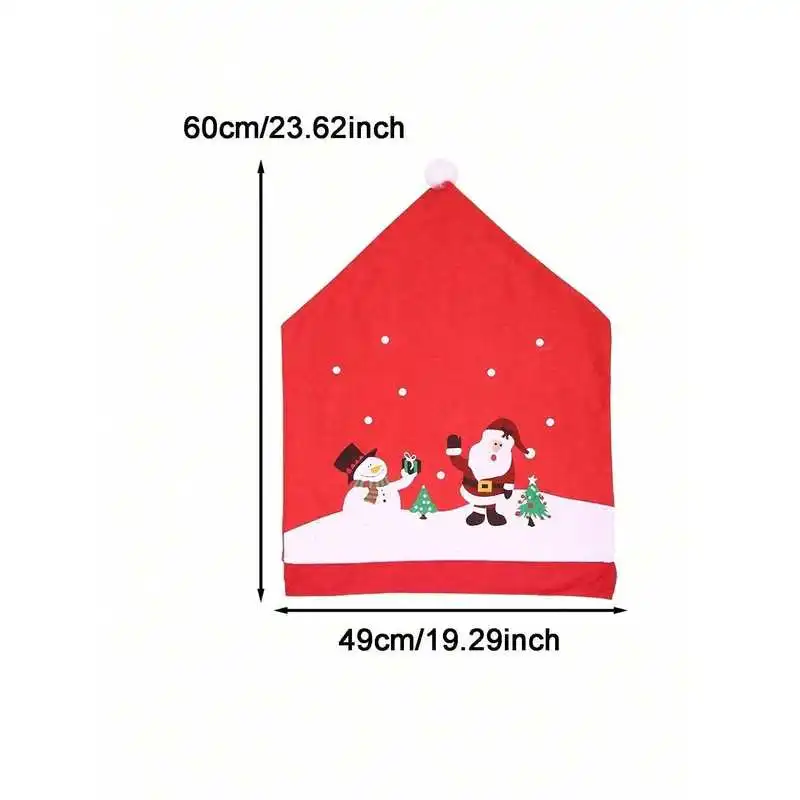 1/2Christmas chair backrest covers，Christmas-themed dining chair covers featuring Santa Claus and snowman prints，Christmas-theme