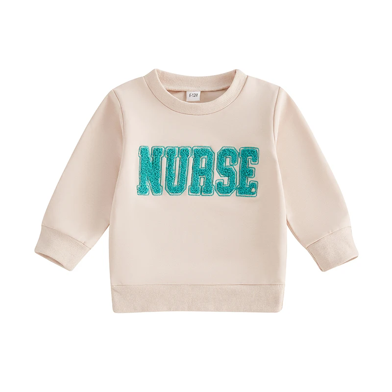 Toddler Boy Girl Sweatshirt Letter Embroidery Crew Neck Long Sleeve Pullover Tops Casual Irish Clothes